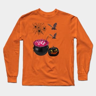 Halloween Black Spiders Evil Pumpkin Long Sleeve T-Shirt